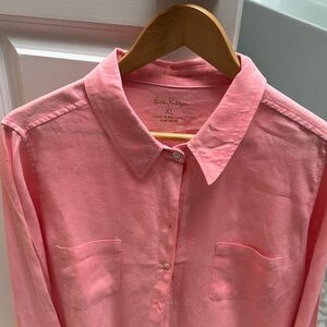 Lilly Pulitzer Coral Button-Up Blouse